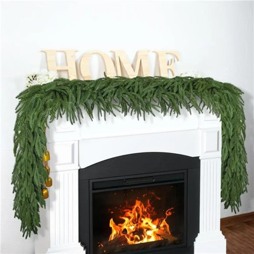 9FT Real Touch Norfolk Pine Garland with 120 Branches, Extra Full Artificial